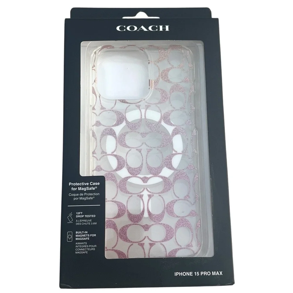 Coach Protective phone case W Magsafe IPhone 15 Pro Max Pink Coach Logo New